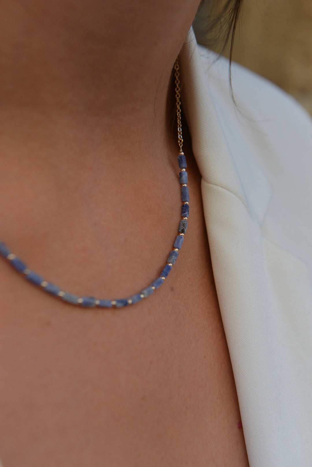 Collier Plaqué Or & Lapis Lazuli Colorado