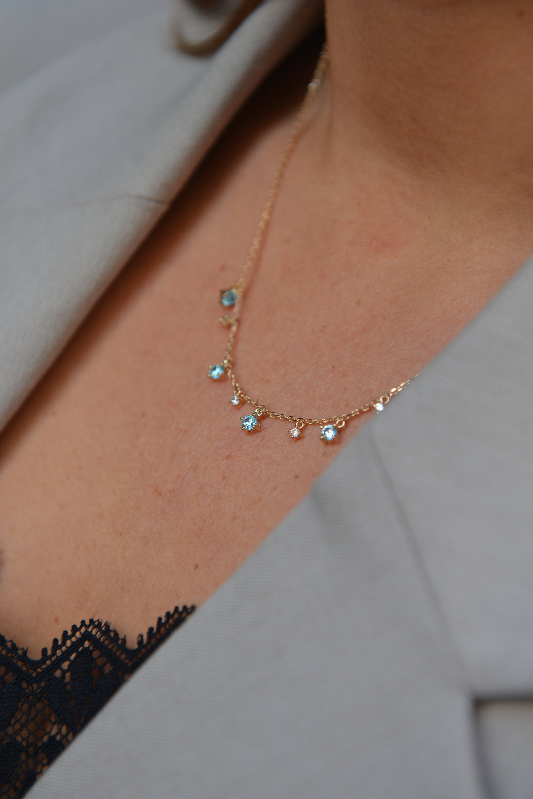 Collier Plaqué Or & Oz bleue Frida