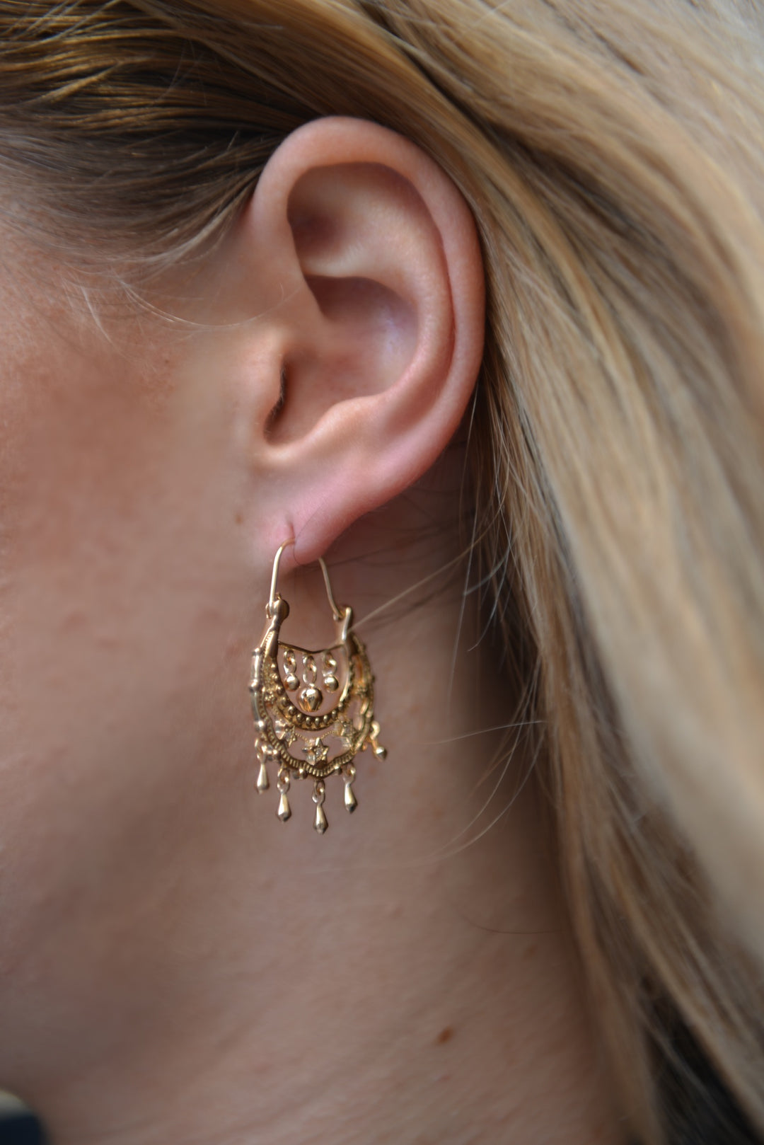 Boucles d'oreilles Plaqué or style savoyarde & ses pampilles Roxanne