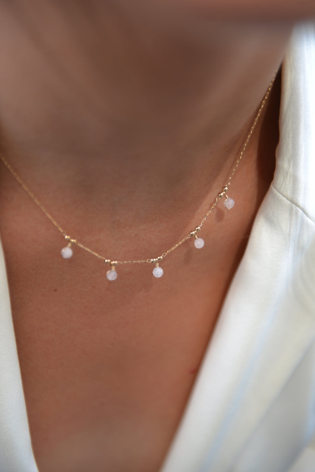 Collier Plaqué Or & Quartz Rose Chakra