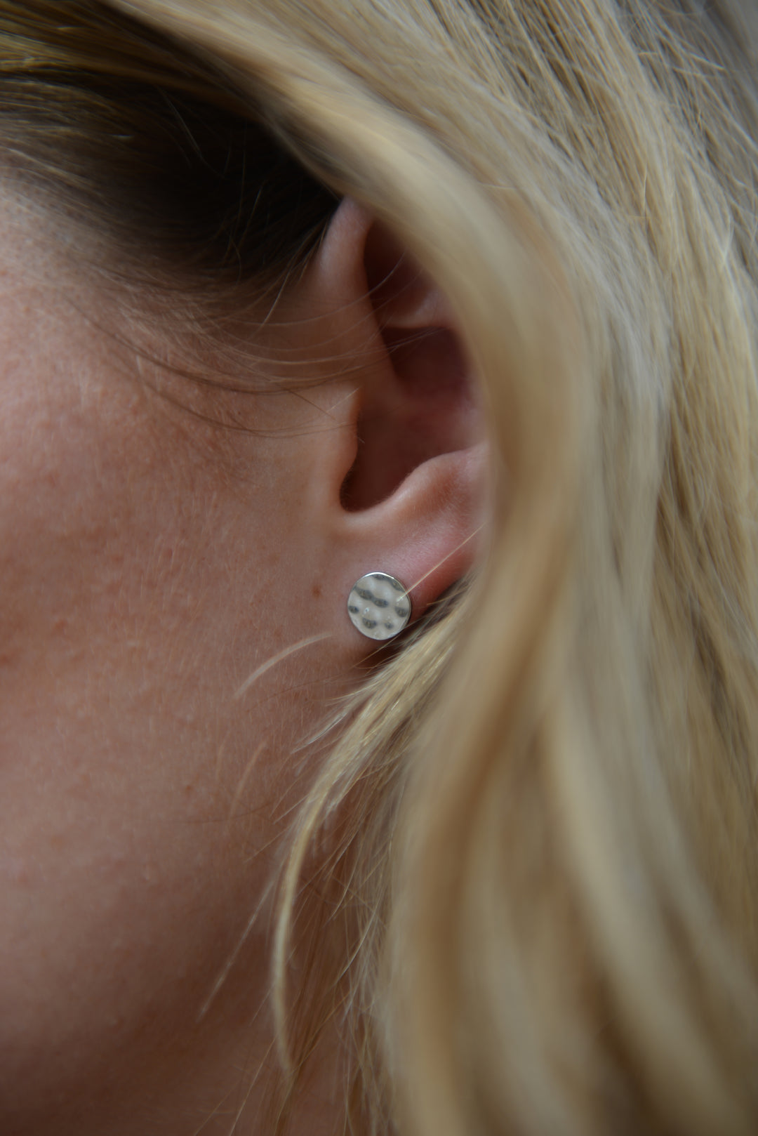Boucles d'oreilles Argent 925 puces martelées Prune