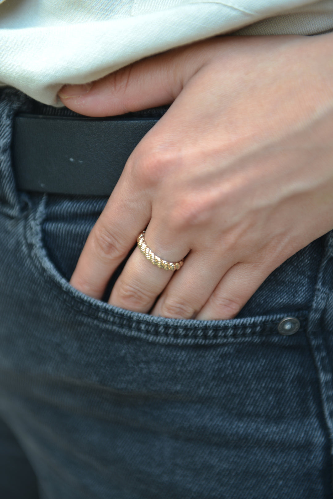 Bague Plaqué Or style torsadé Eve