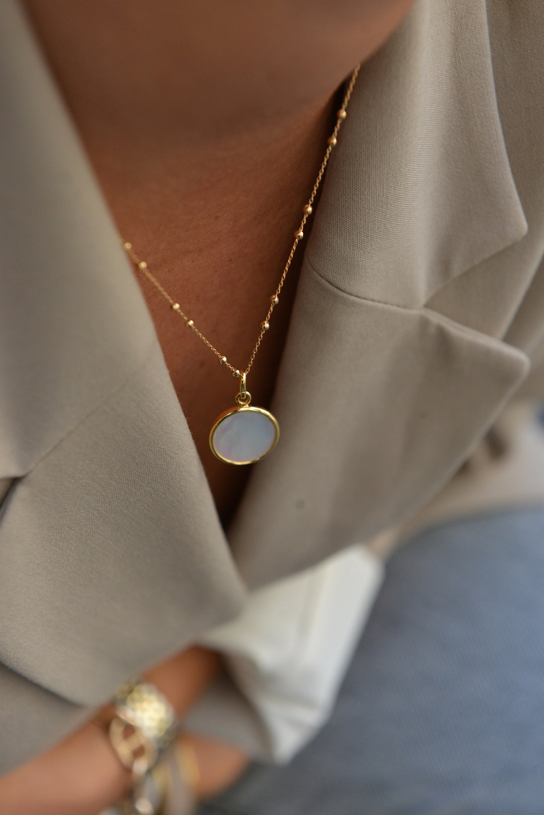 Collier Plaqué Or & Nacre Nomad