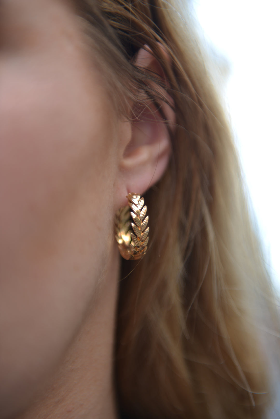 Boucles d'oreilles Plaqué Or forme laurier Gao