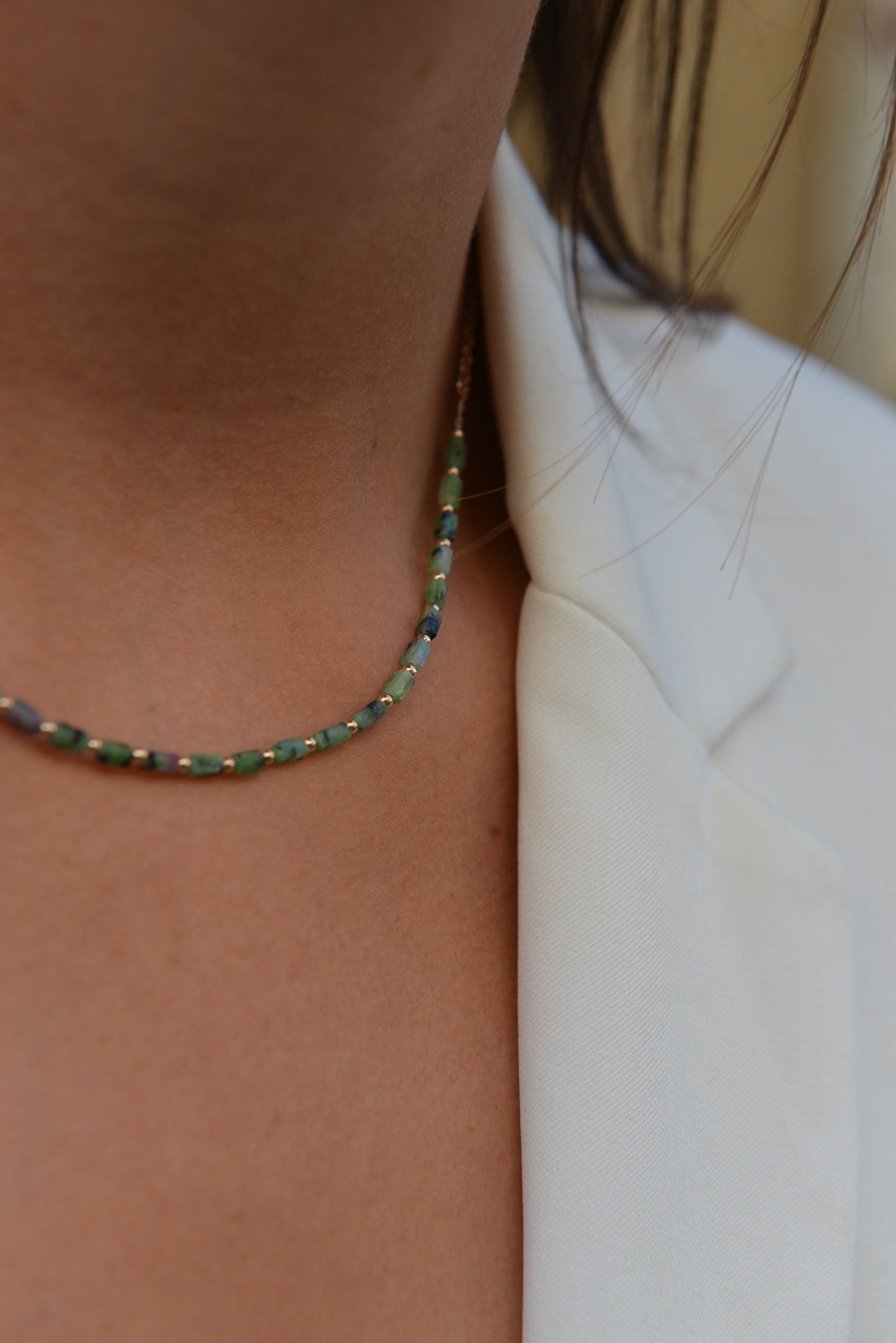 Collier Plaqué or & Rubis zoisite Abyss