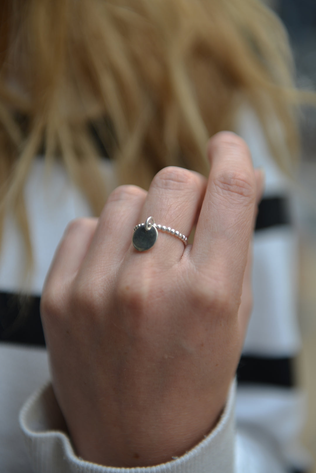Bague Argent 925 perles avec pampille Elna