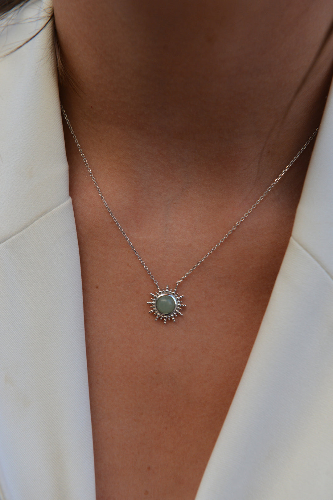 Collier Argent 925 soleil & Aventurine Dellia
