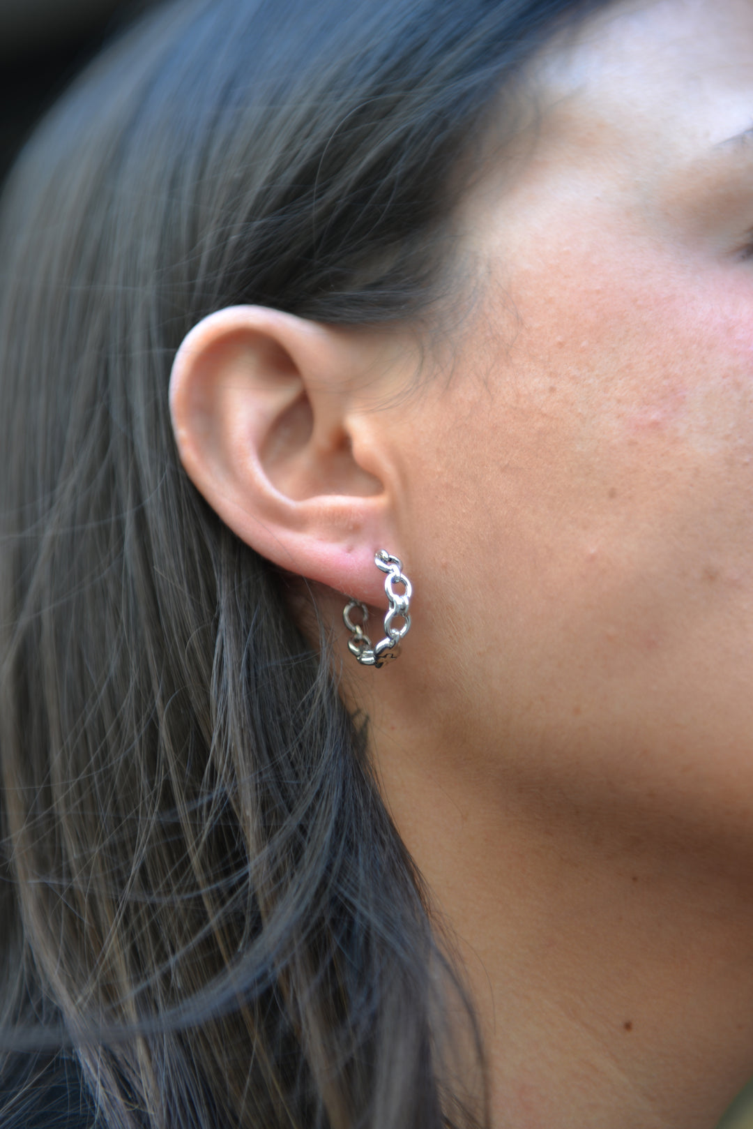 Boucles d'oreilles Argent 925 rigides motif chaine Kaan