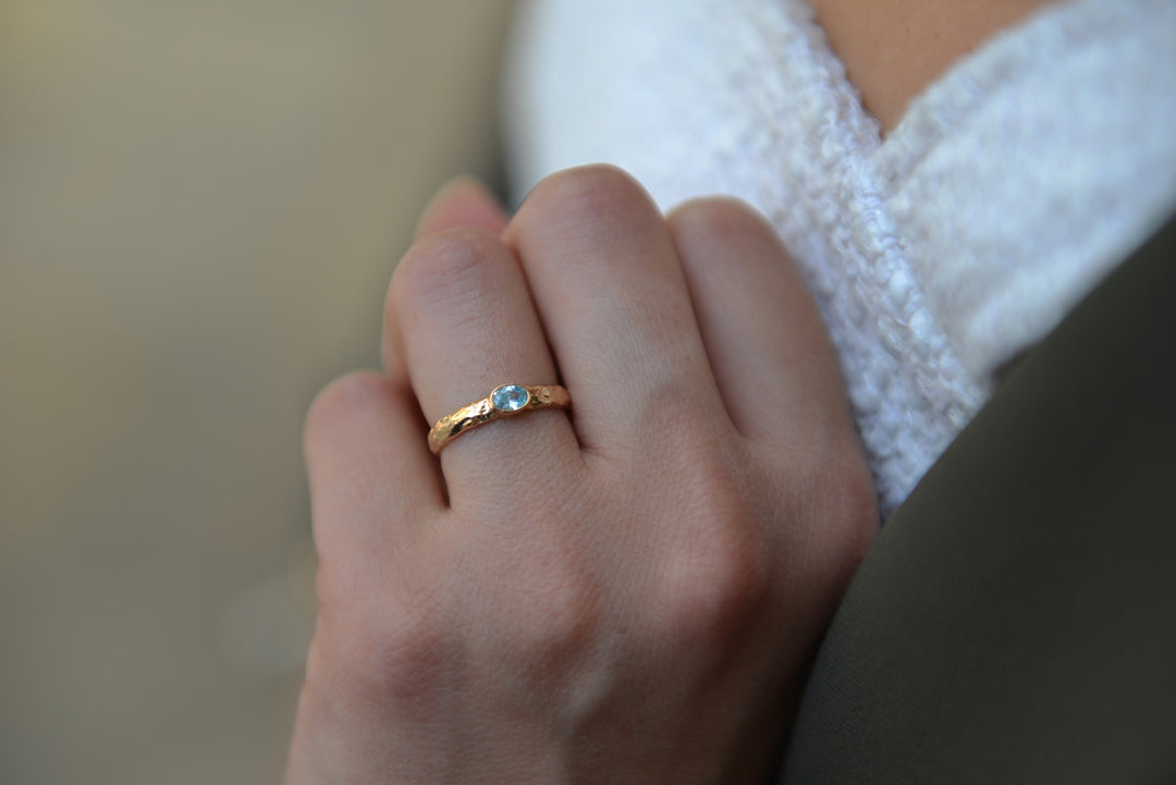 Bague Plaqué Or et OZ bleu Cassini
