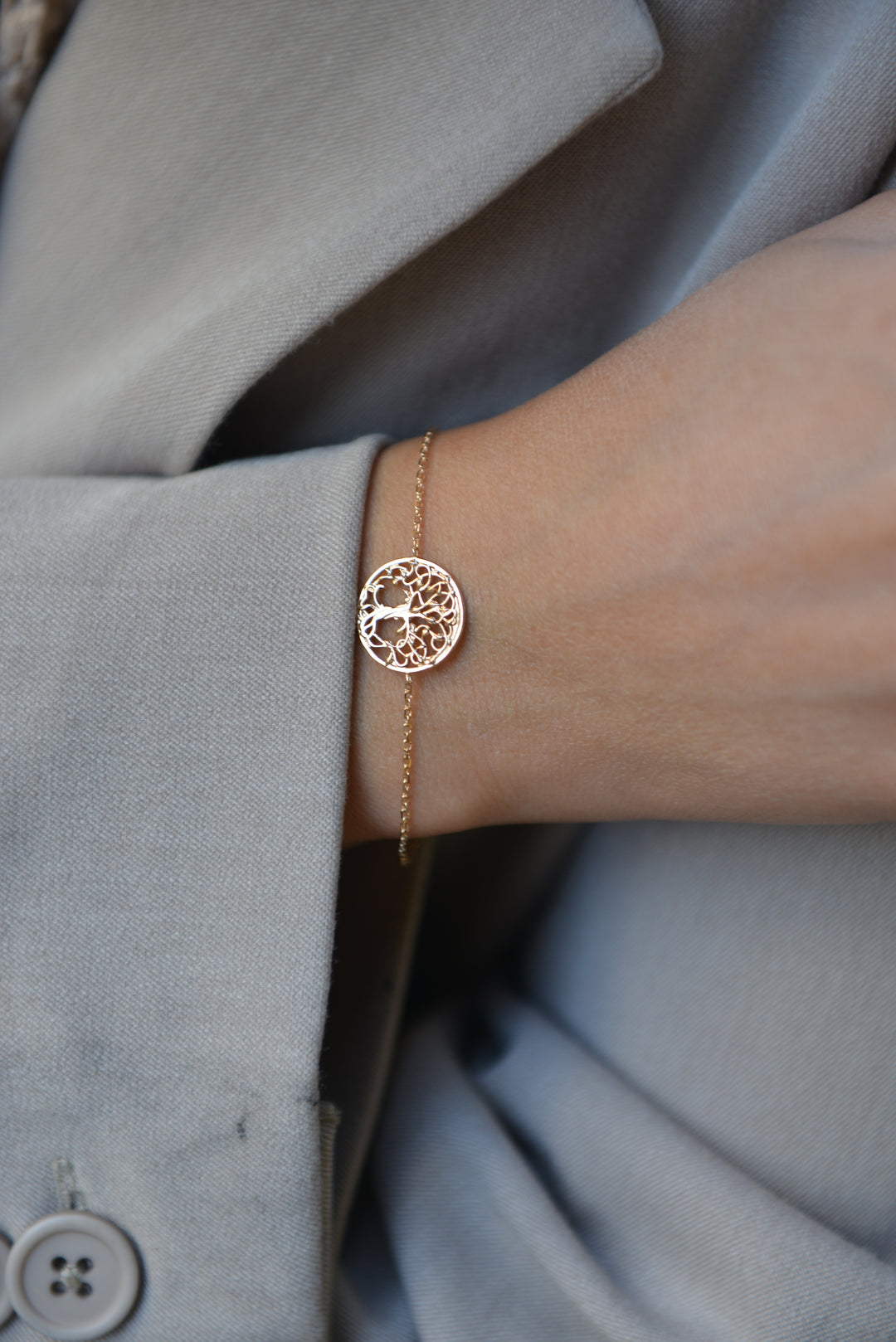 Bracelet Plaqué or motif arbre de vie Pria