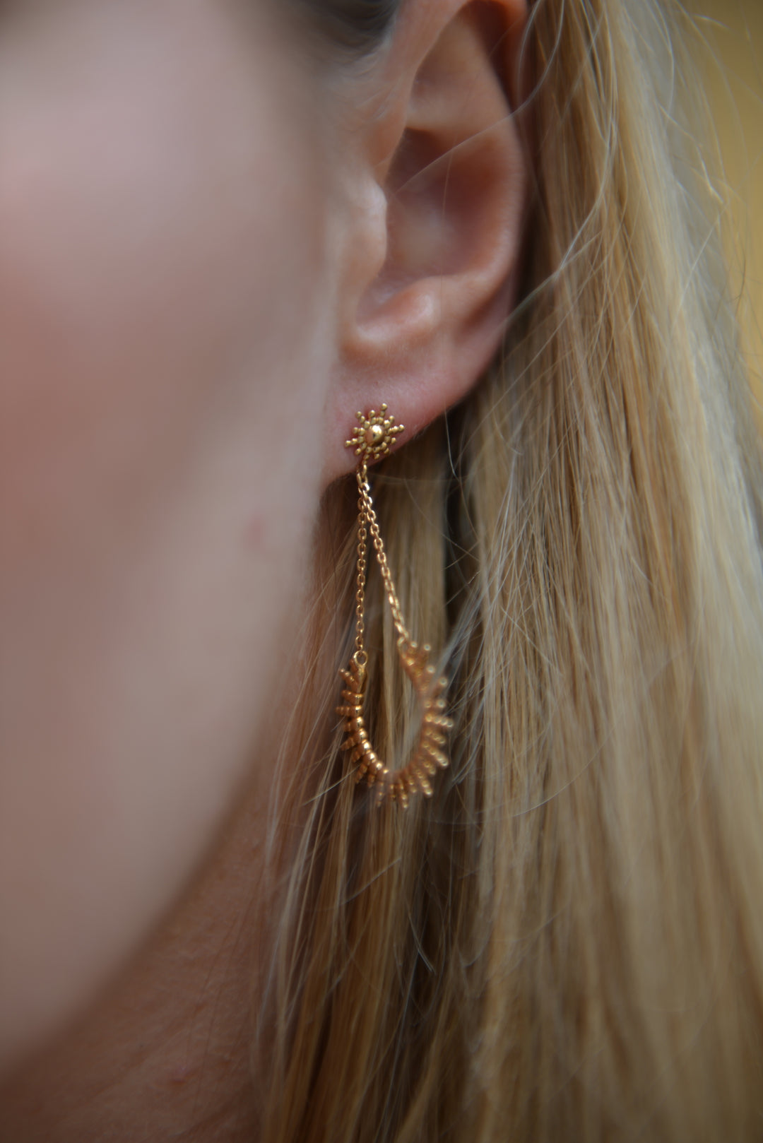 Boucles d'oreilles Plaqué Or pendante Hélios