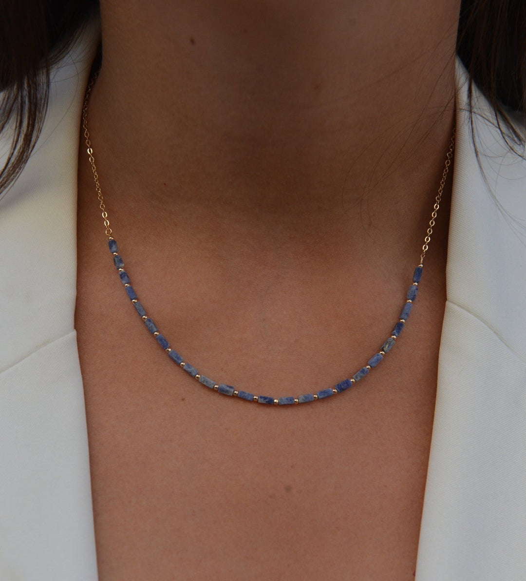 Collier Plaqué Or & Lapis Lazuli Colorado