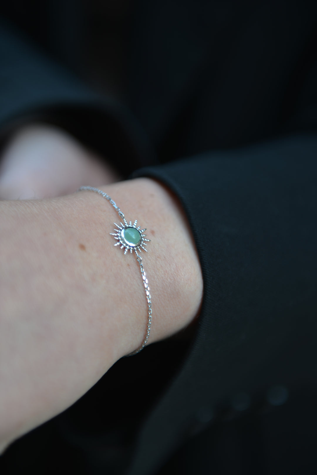 Bracelet Argent 925 soleil & Aventurine Dellia