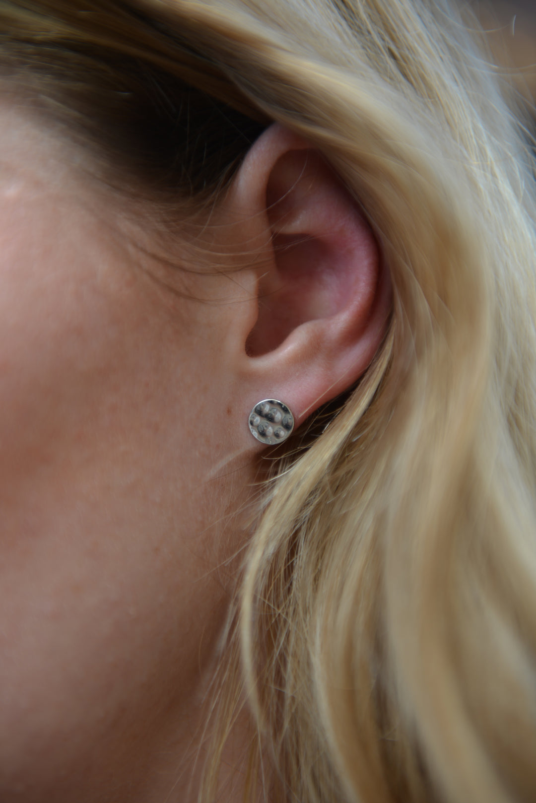 Boucles d'oreilles Argent 925 puces martelées Prune