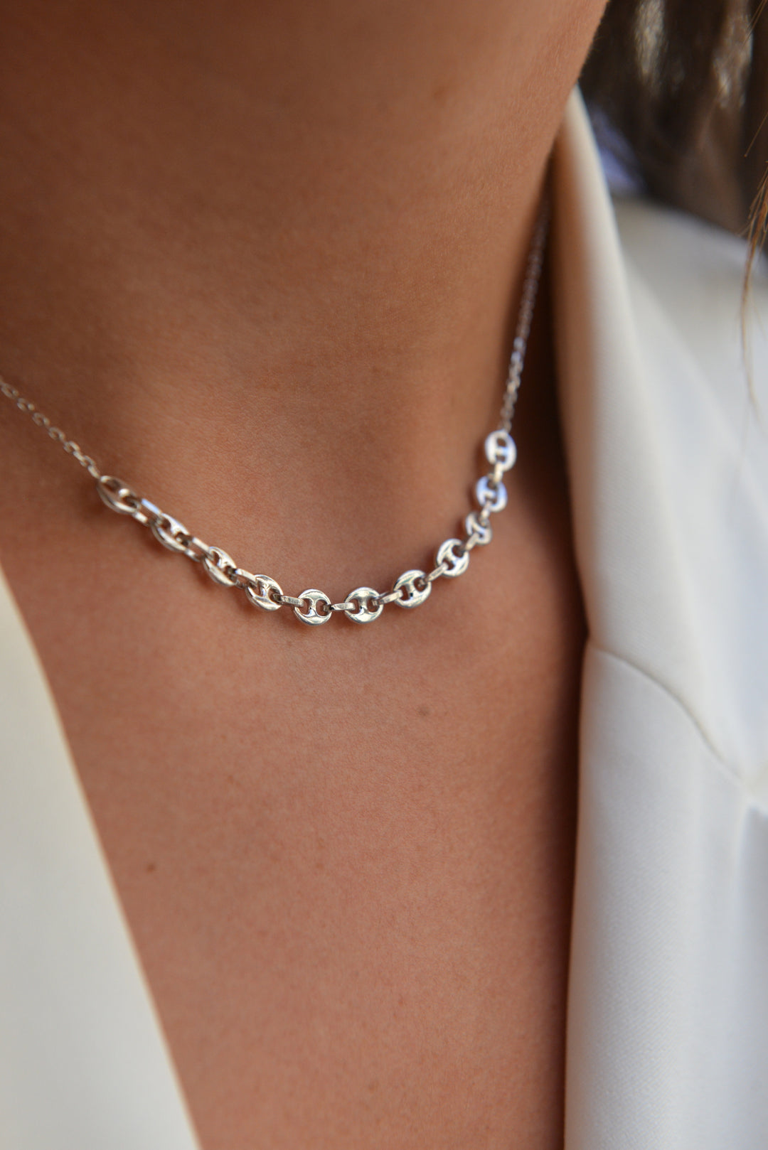 Collier Argent 925 motif graine de café Ashton