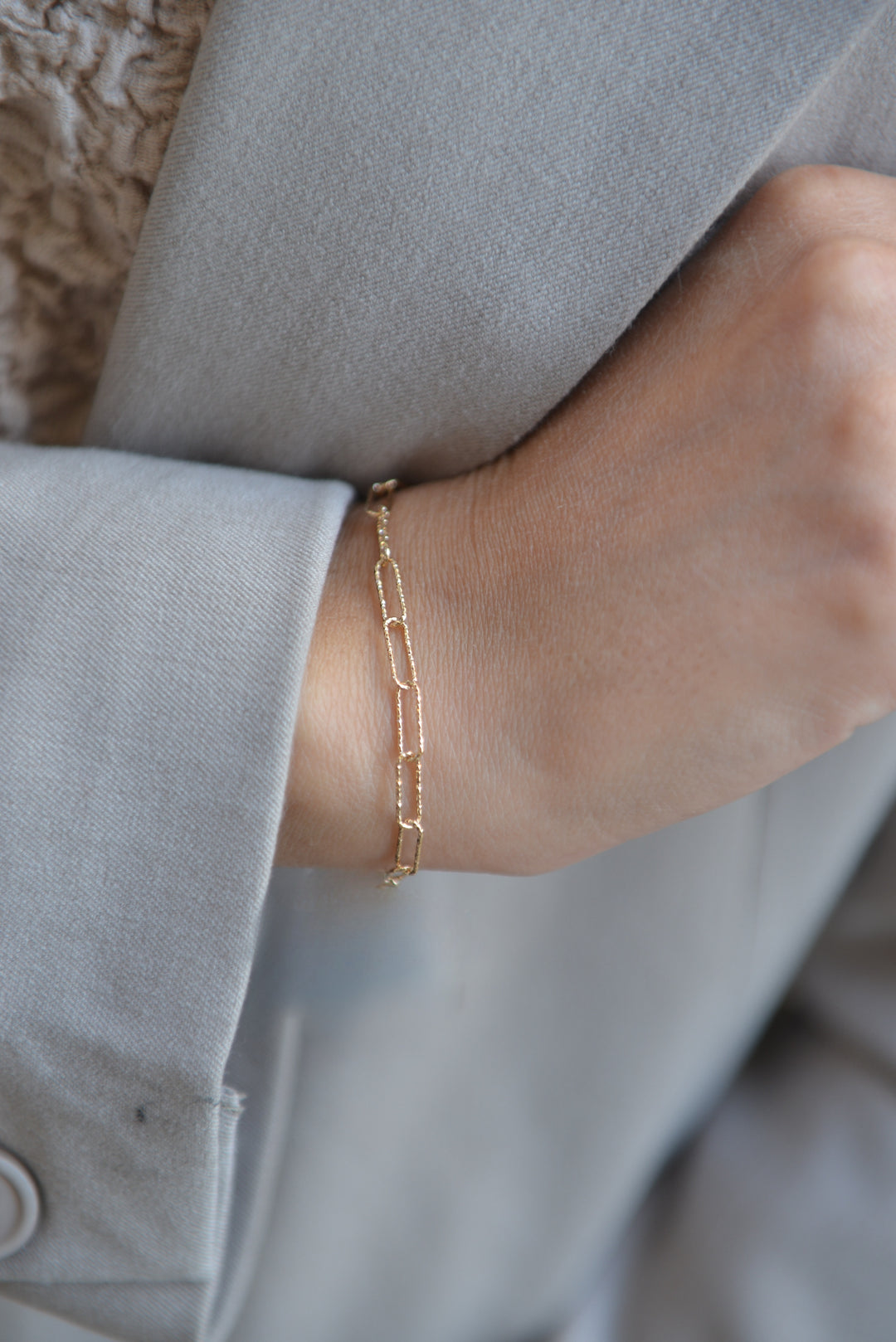 Bracelet Plaqué Or petite maille trombone diamanté Zoé