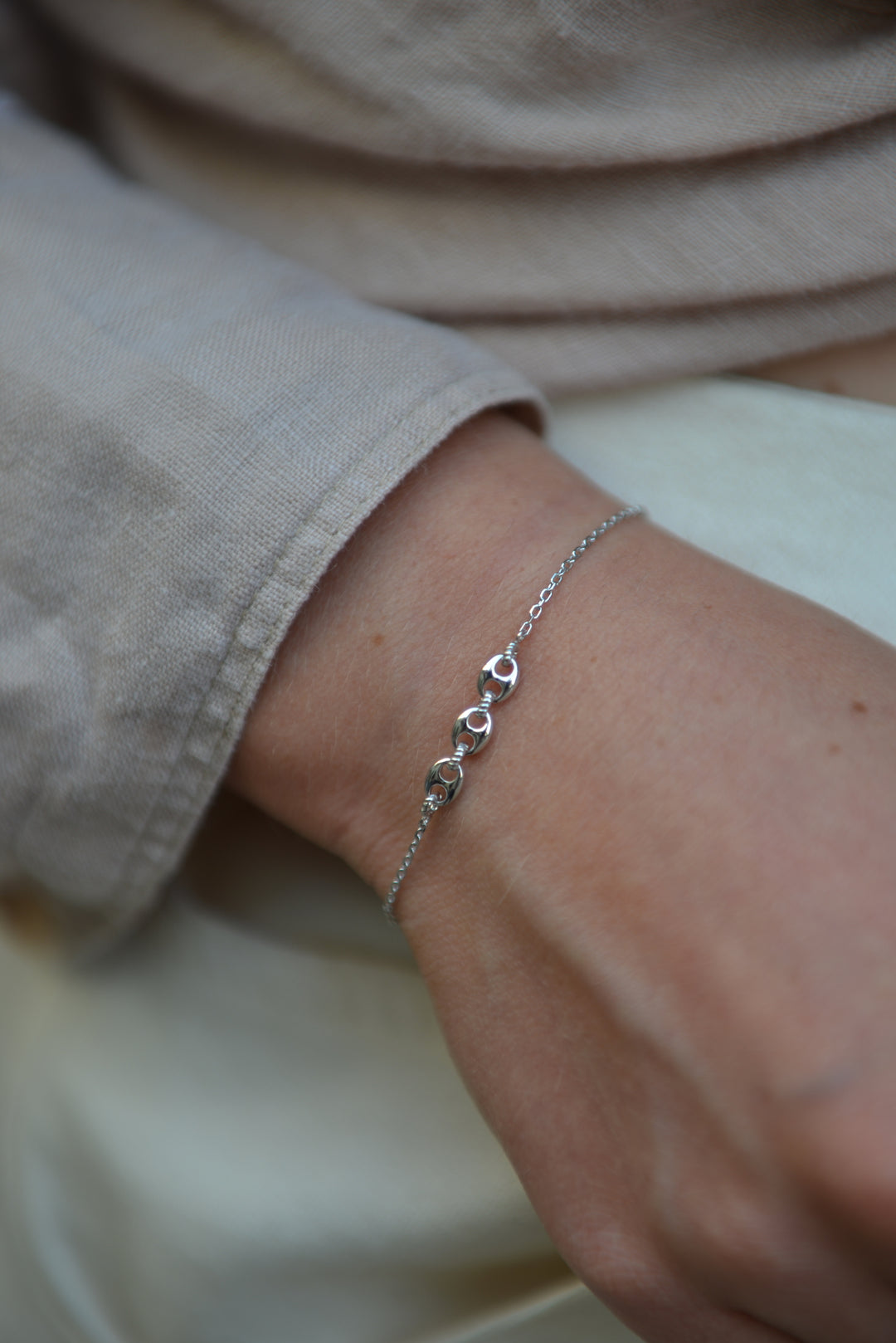 Bracelet Argent 925 grain de café Kennedy