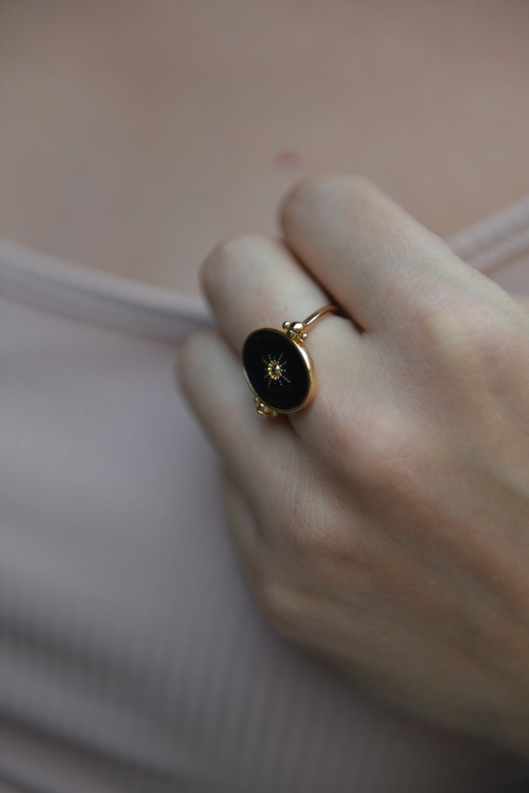 Bague Plaqué or réversible en email Galaxie