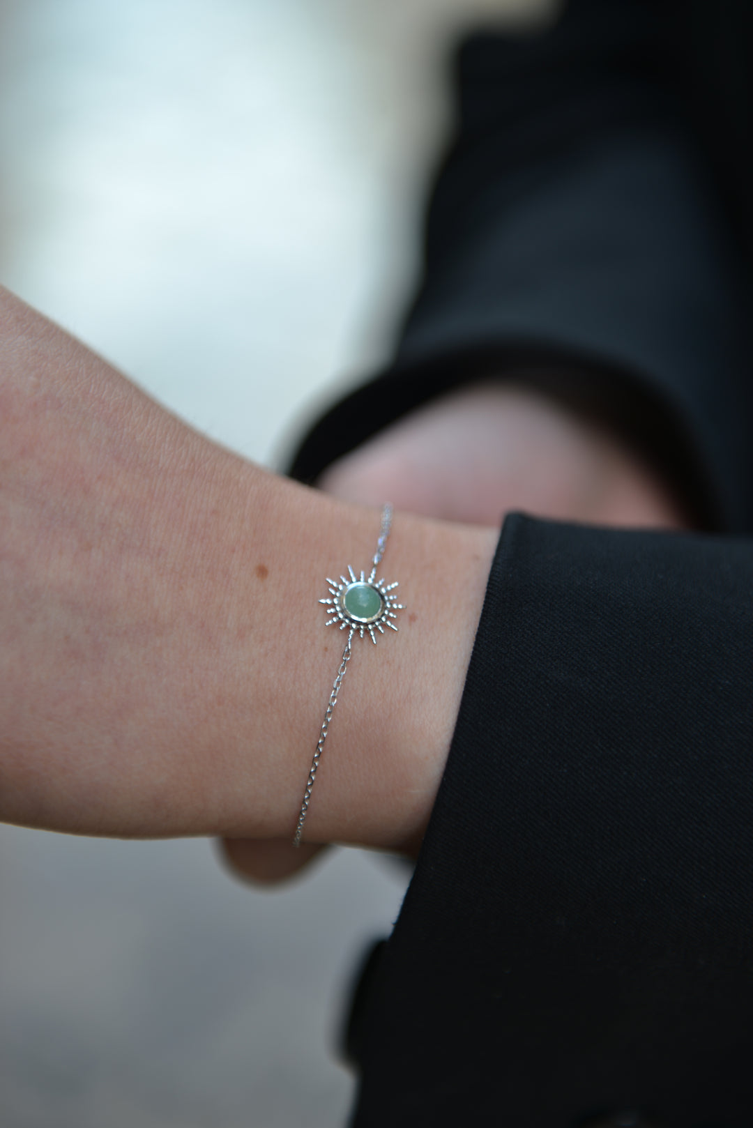 Bracelet Argent 925 soleil & Aventurine Dellia