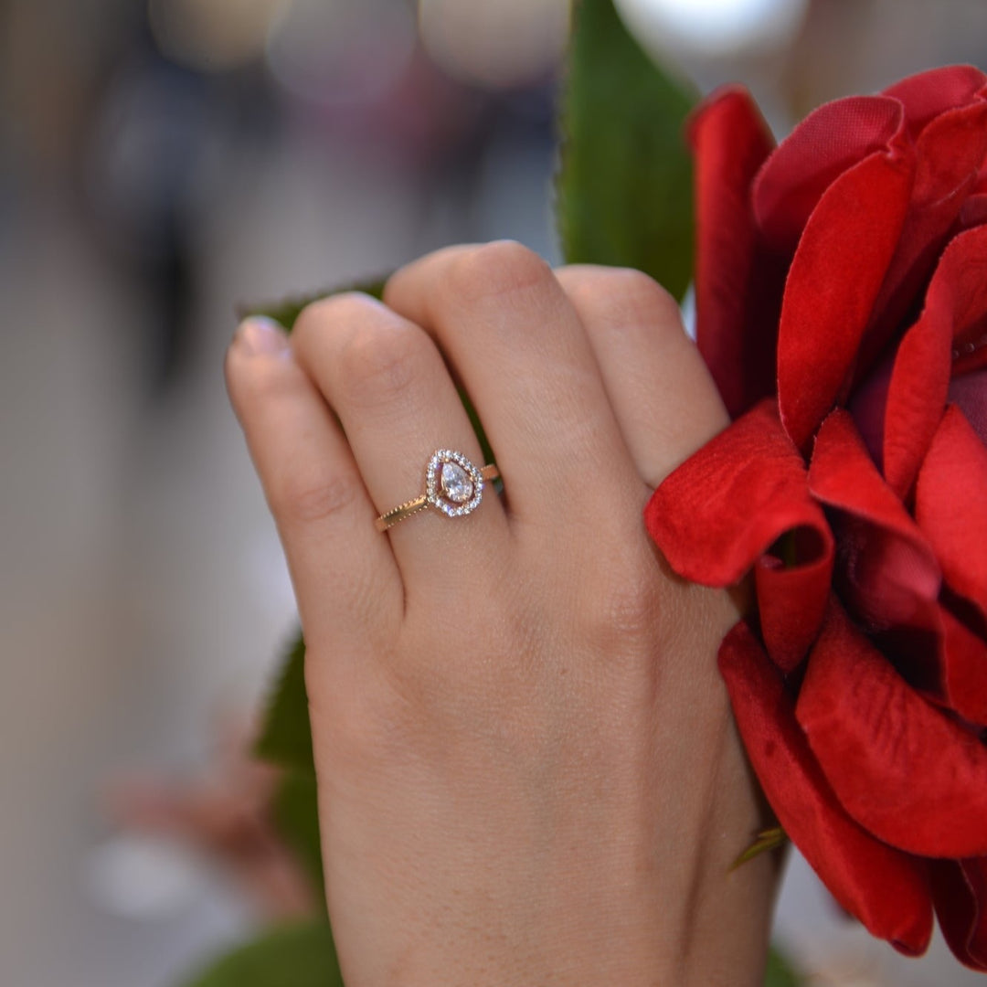Bague Plaqué or & OZ forme goutte Mae