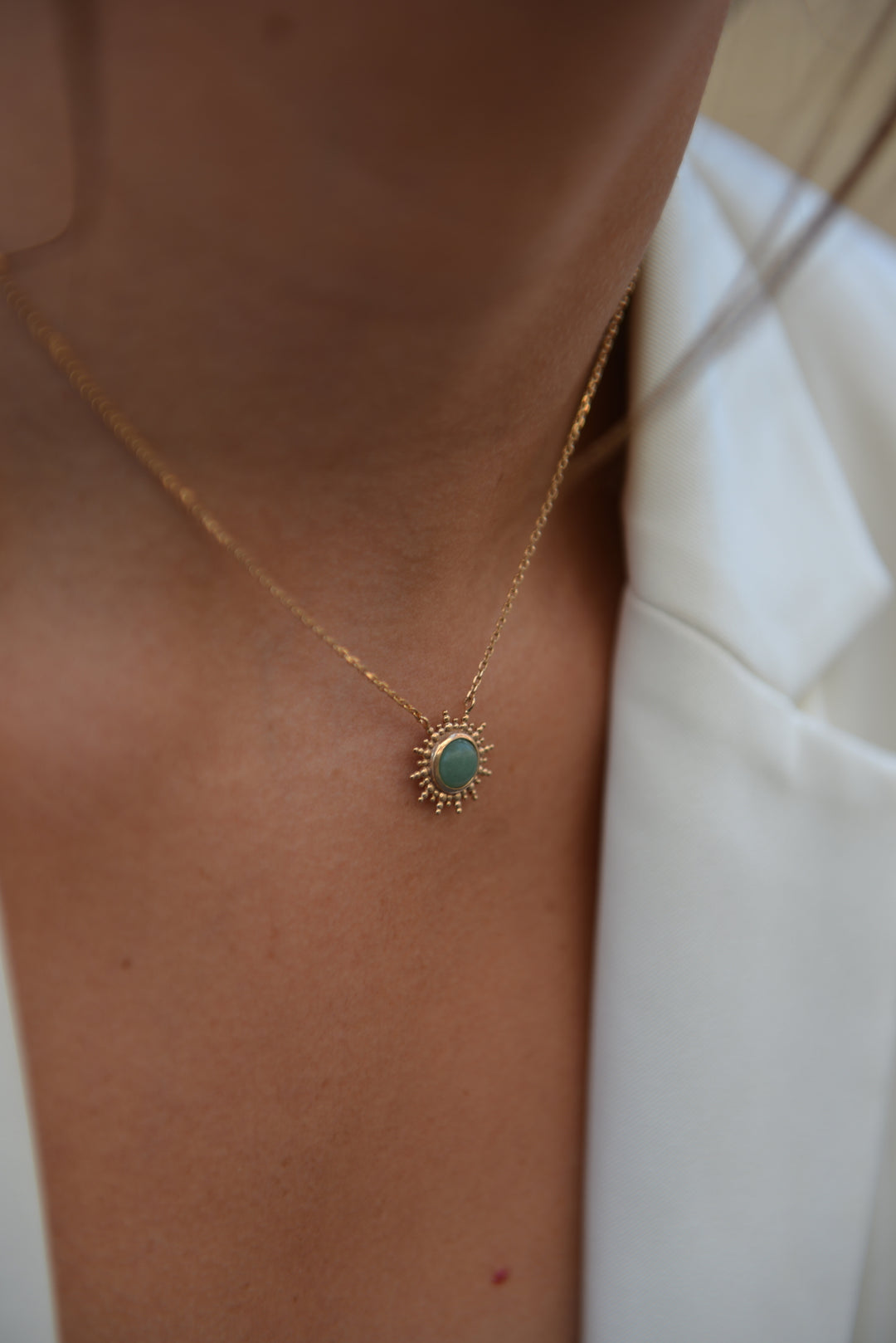 Collier Plaqué Or soleil & Aventurine Dellia
