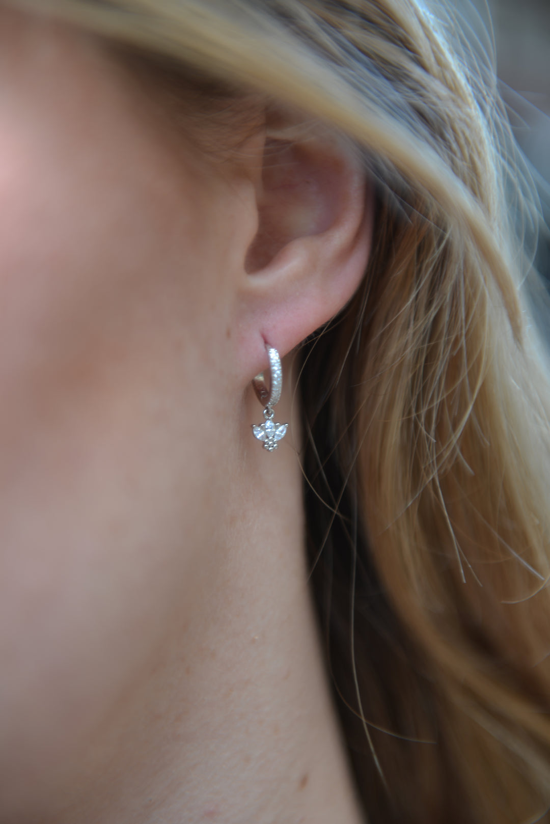 Boucles d'oreilles Argent 925 créole pampille Swan