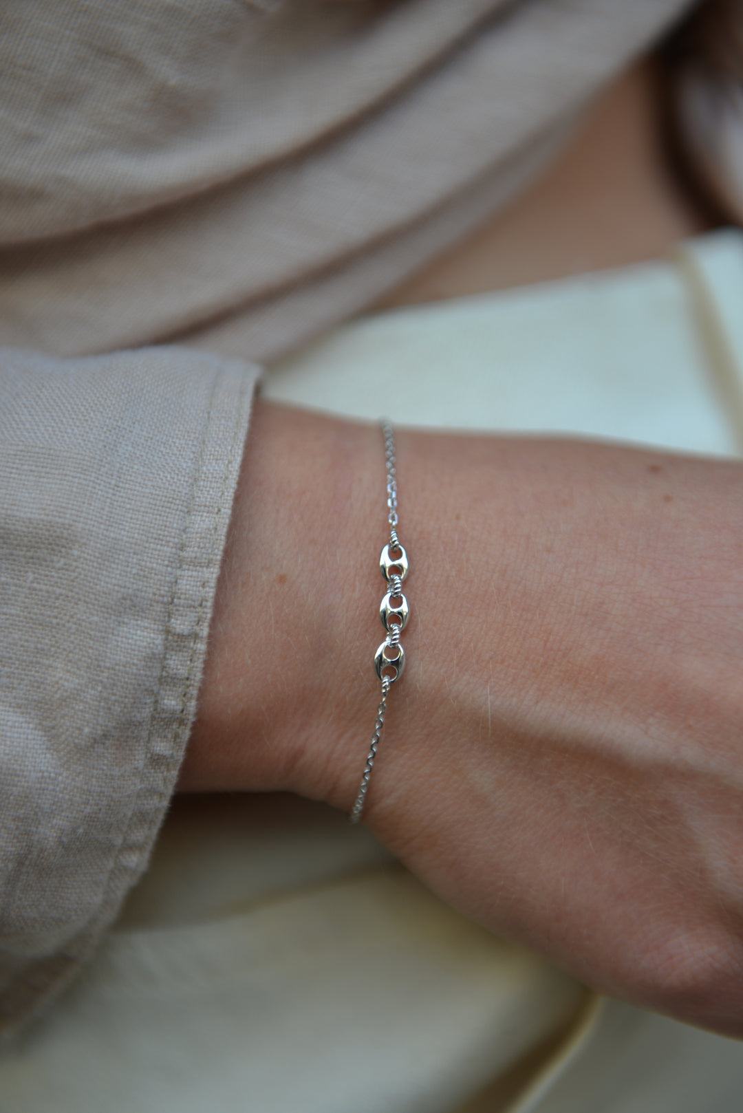 Bracelet Argent 925 grain de café Kennedy