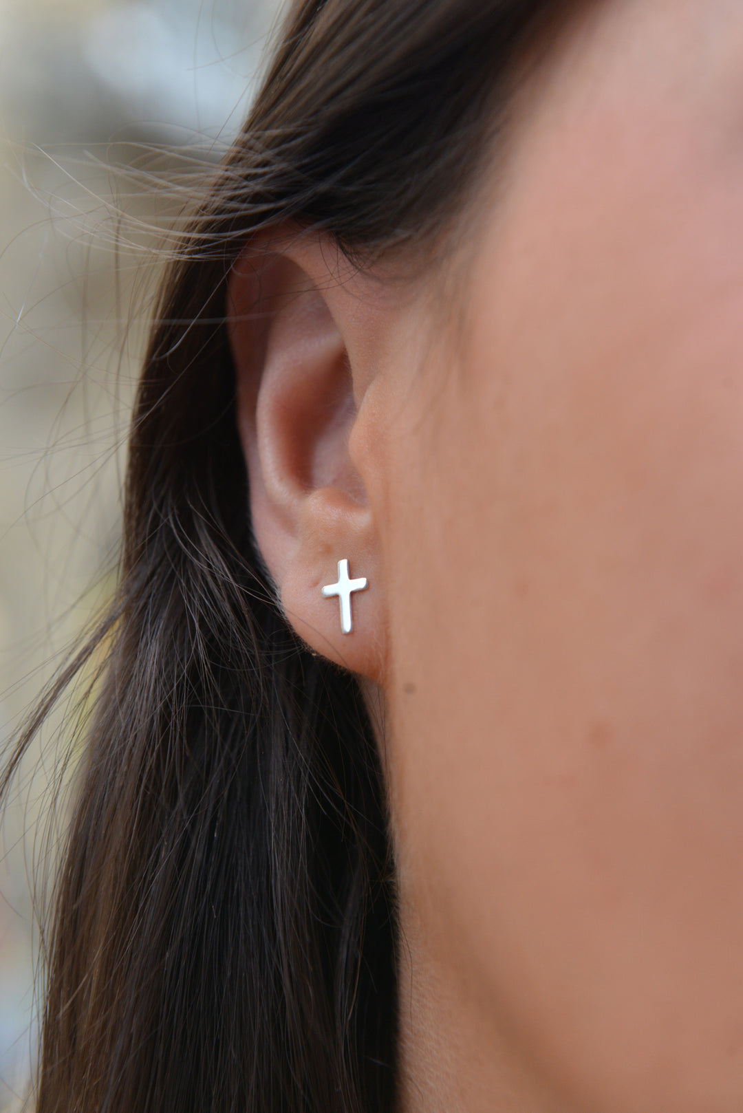 Boucles d'oreilles Argent 925 puces motif croix