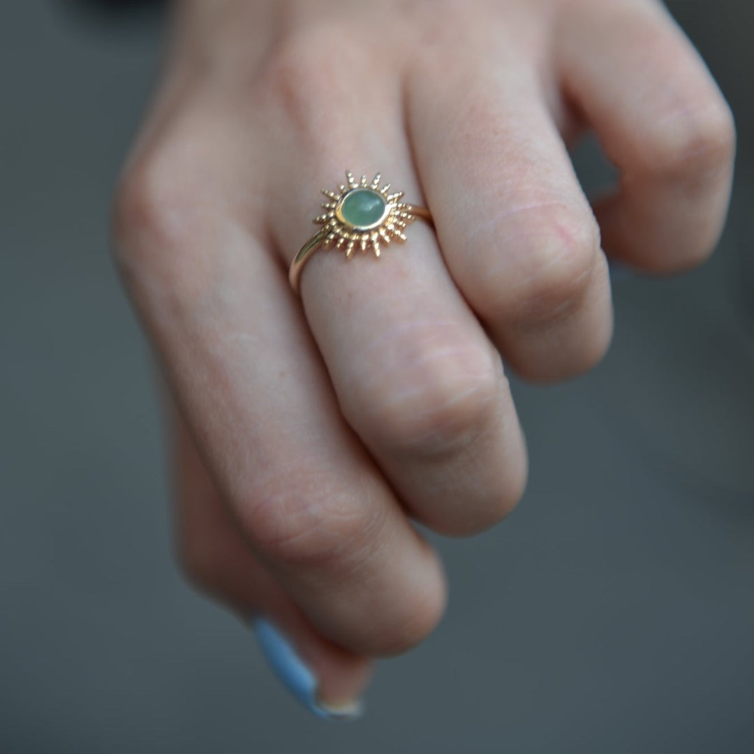 Bague Plaqué Or motif soleil & Aventurine Dellia