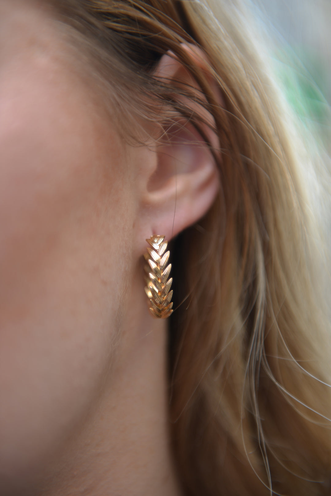 Boucles d'oreilles Plaqué Or forme laurier Gao