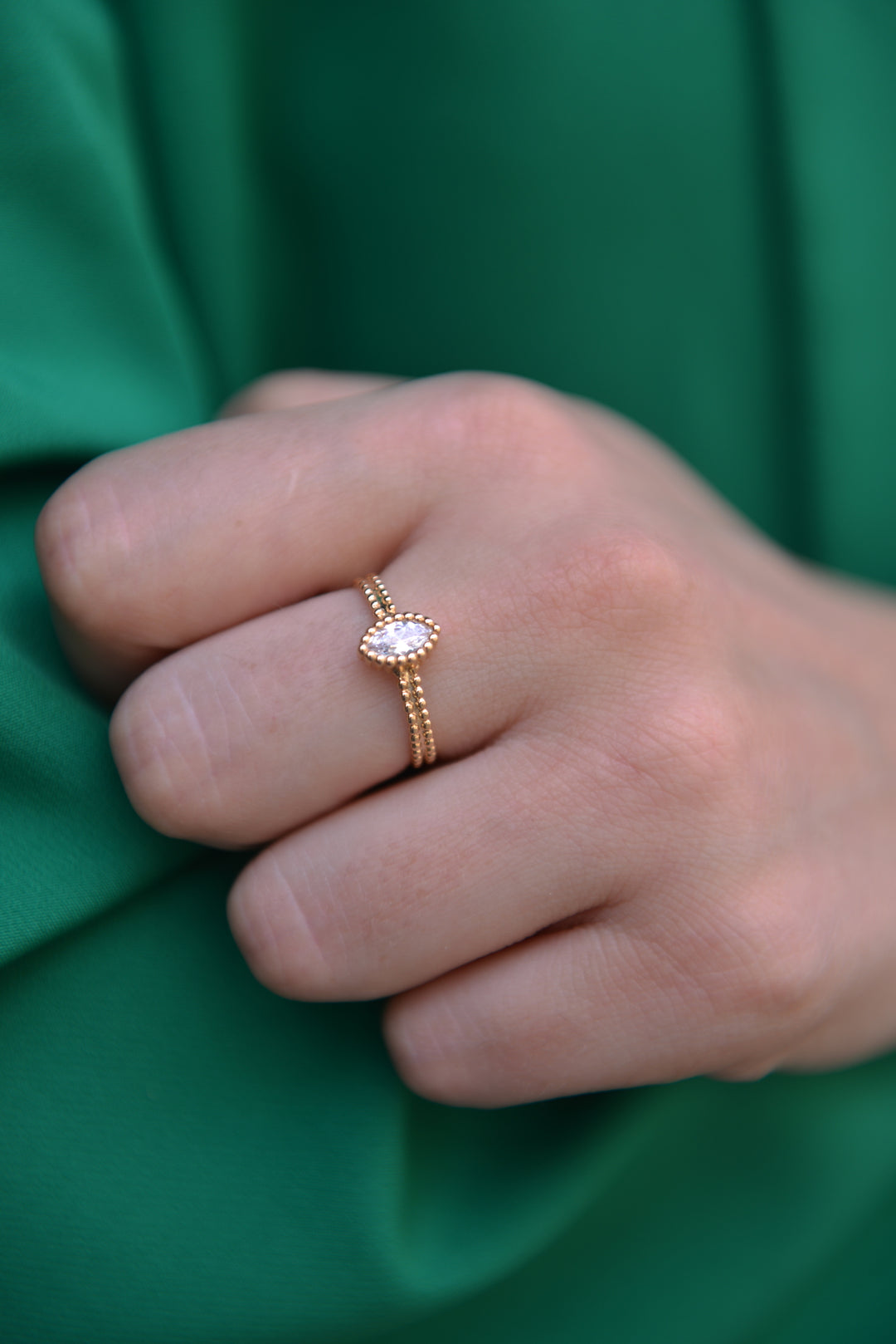 Bague plaqué Or & OZ solitaire Joya