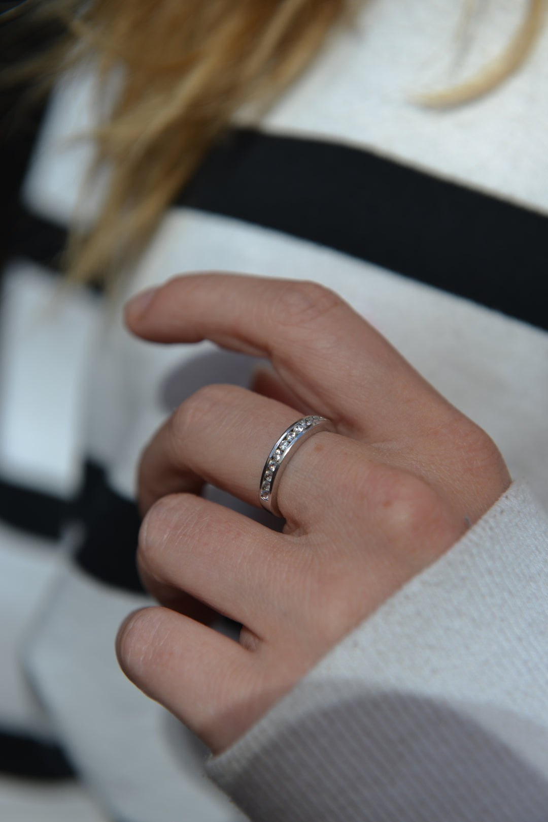 Bague Argent 925 demi alliance Argent 925 sertie rail & OZ