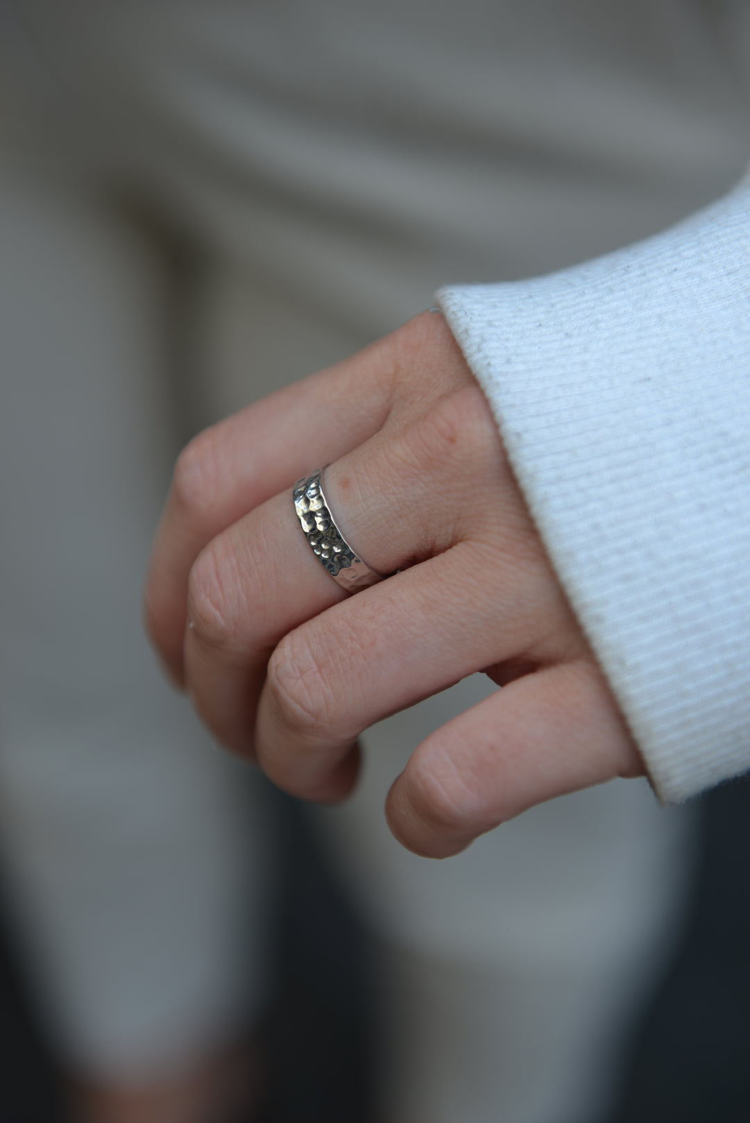 Bague Argent 925 anneau effet martelé Lyna