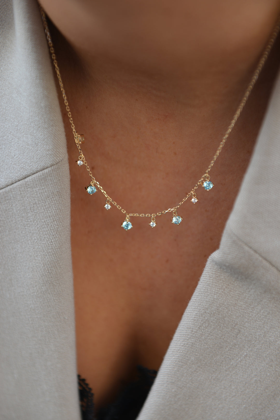Collier Plaqué Or & Oz bleue Frida