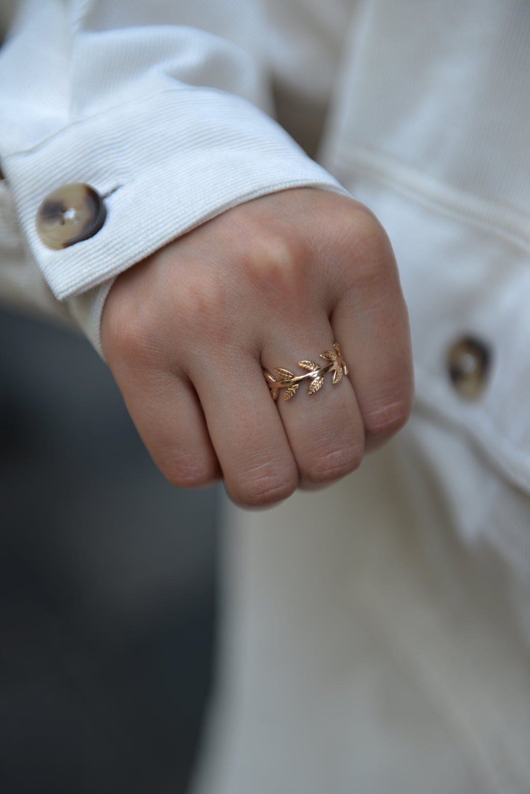 Bague Plaqué Or feuille de laurier Lana