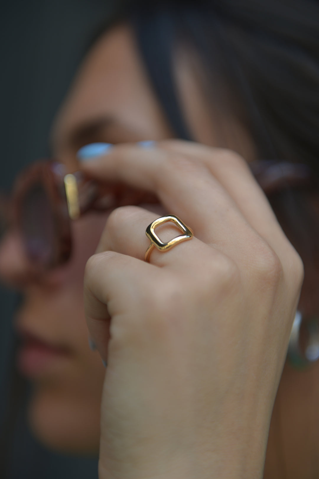 Bague Plaqué or forme Carré Eva