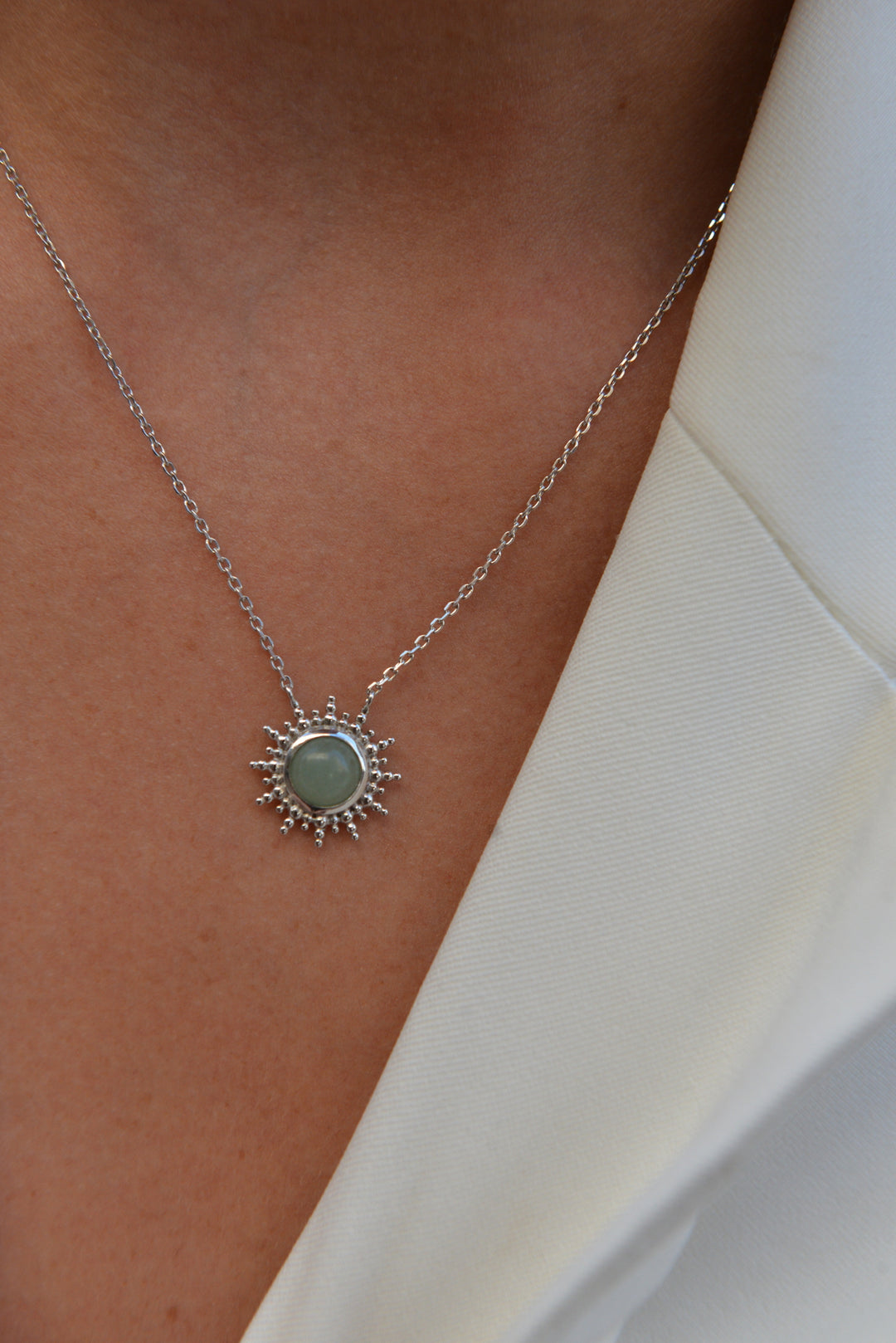 Collier Argent 925 soleil & Aventurine Dellia