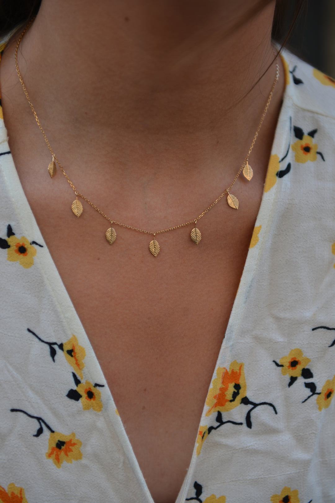 Collier Plaqué or forme feuille Selena