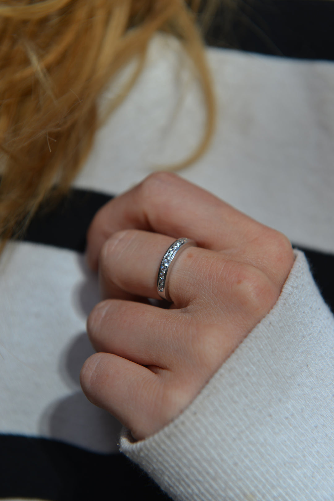 Bague Argent 925 demi alliance Argent 925 sertie rail & OZ