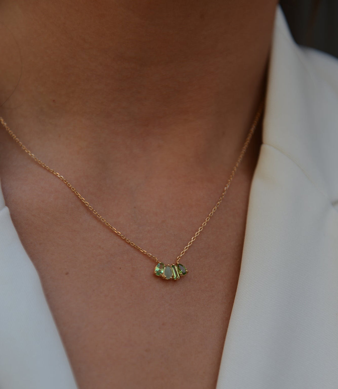 Collier Plaqué Or & OZ vert Olivia