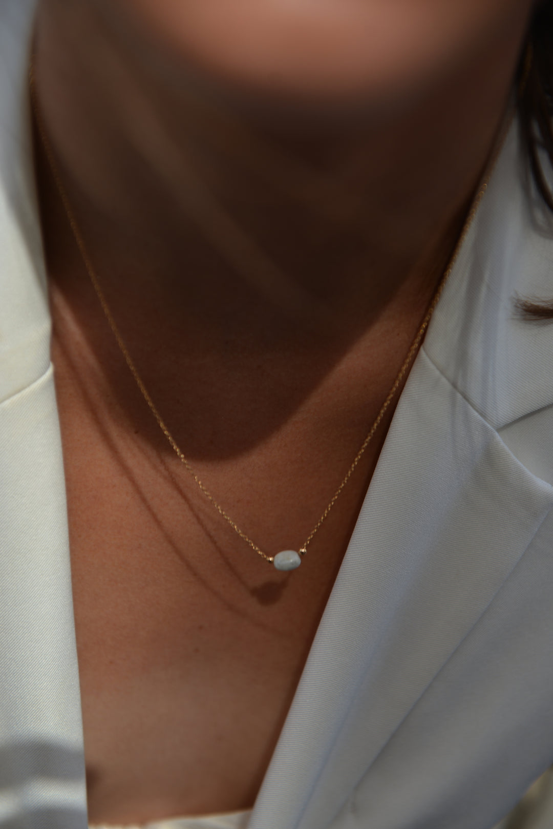 Collier Plaqué Or Galet & Pierre de lune