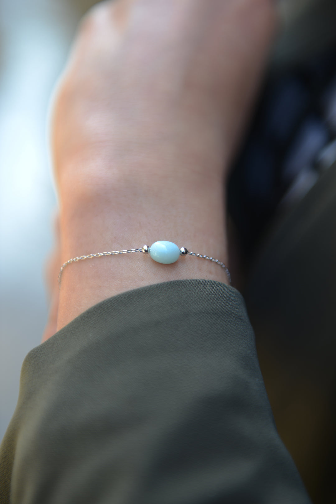 Bracelet Argent 925 & Amazonite Galet