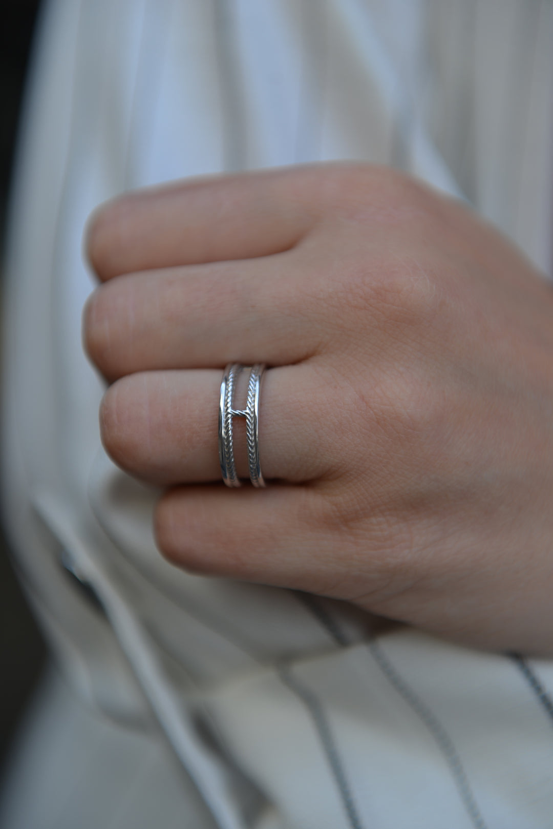 Bague Argent 925 double rang motif tresse Carène