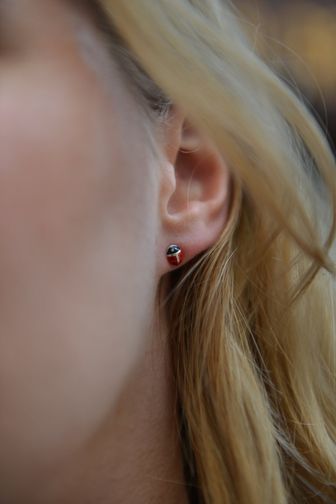 Boucles d'oreilles Argent 925 puces enfant Coccinelle