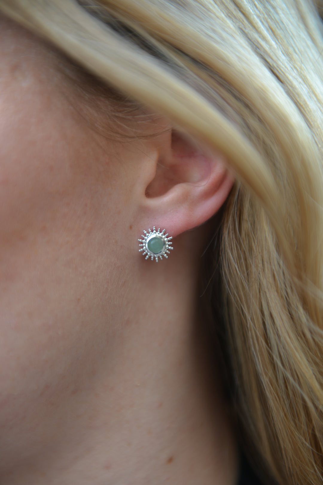 Boucles d'oreilles Argent 925 & Aventurine puces Dellia