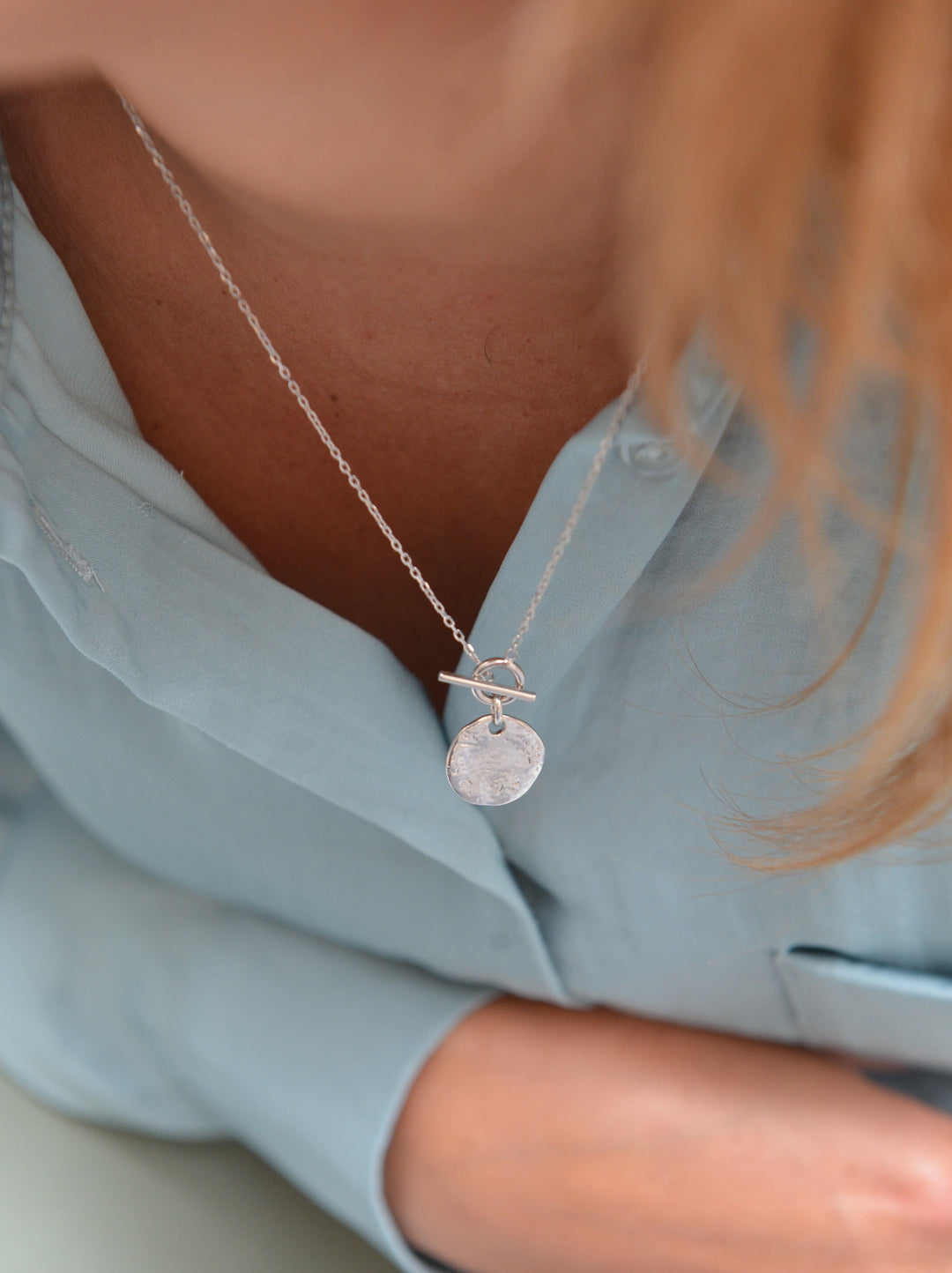 Collier Argent 925 & médaille martelée Romy
