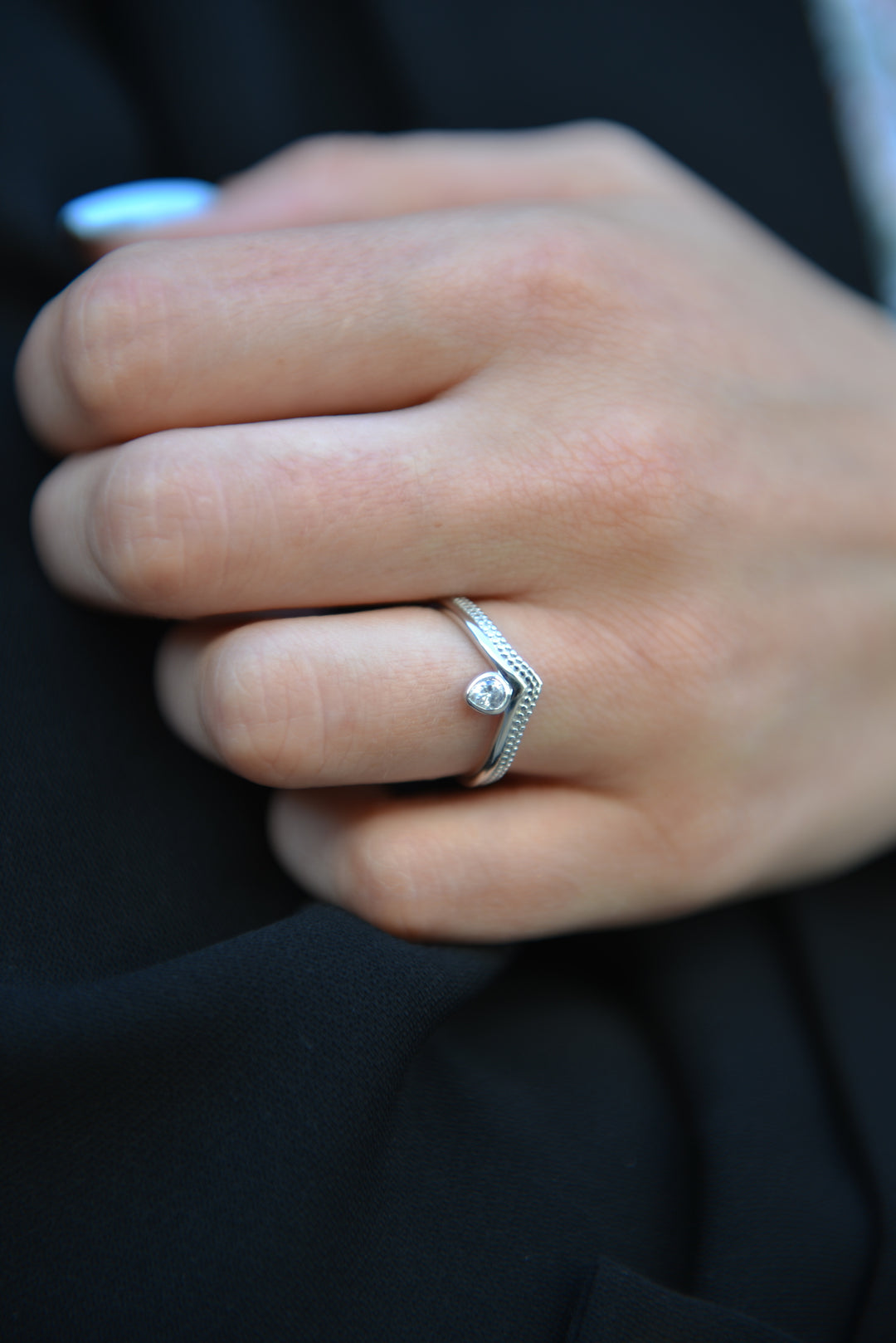 Bague Argent 925 & OZ forme goutte Anthéa