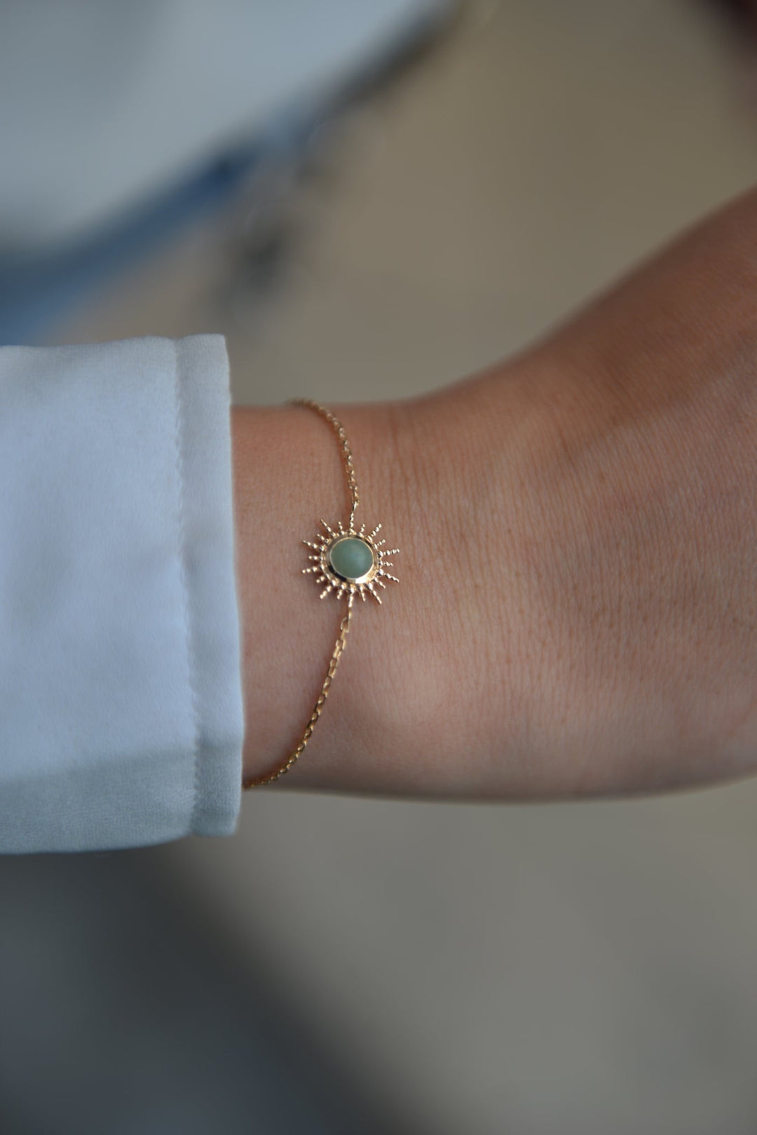 Bracelet Plaqué Or soleil & Aventurine Dellia