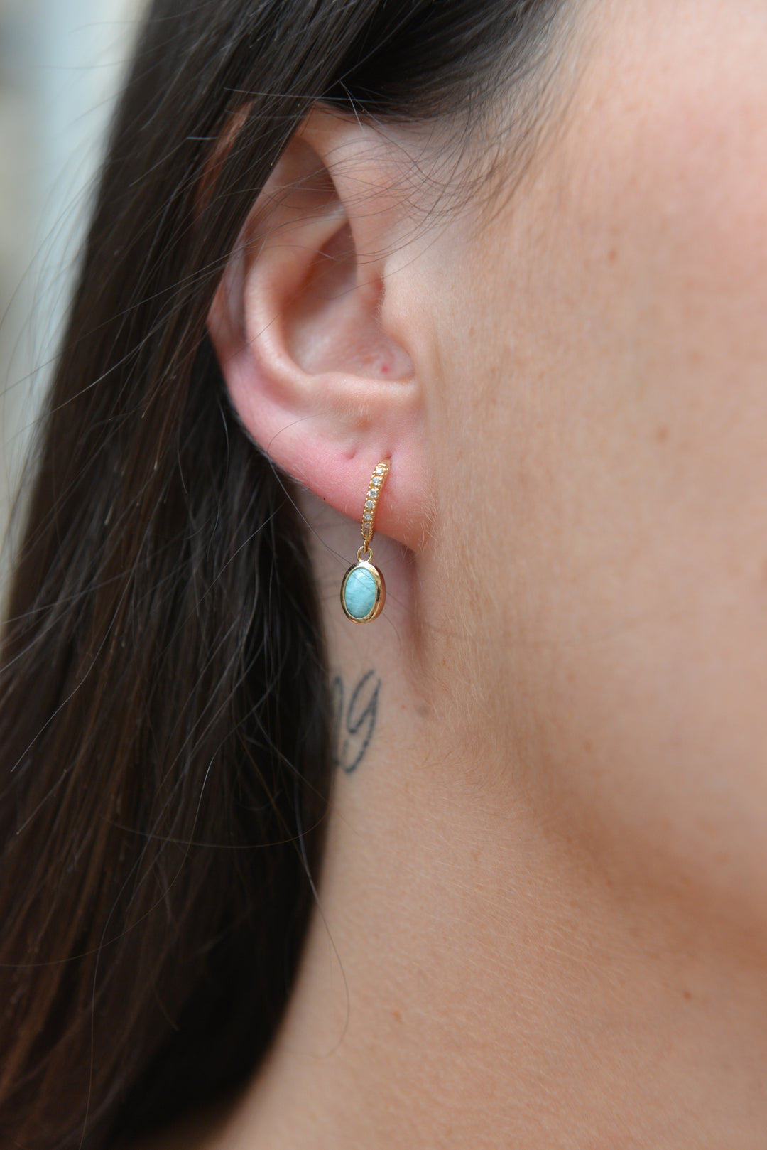 Boucles d'oreilles Plaqué Or & Amazonite Salma