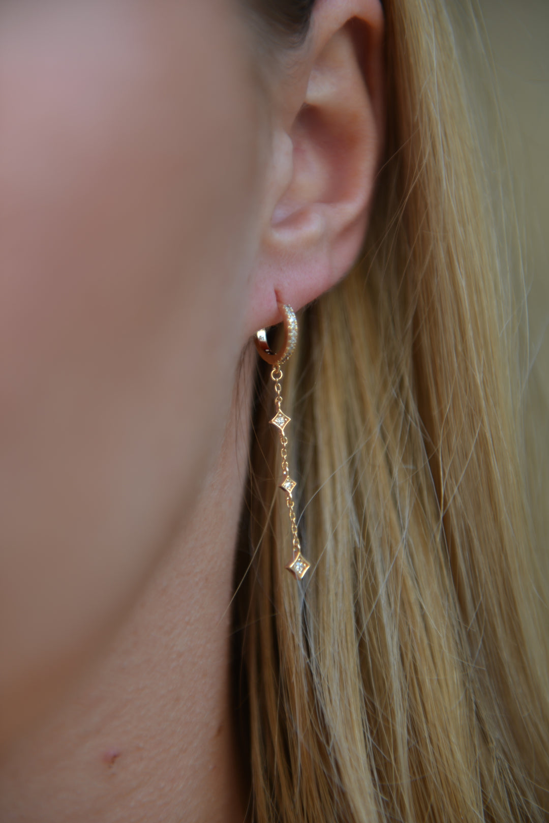 Boucles d'oreilles Plaqué Or pendantes & OZ Rosy